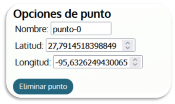 coordenadas del punto elegido